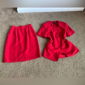 Marianna Short Sleeve Red Skirt Suit Size 12